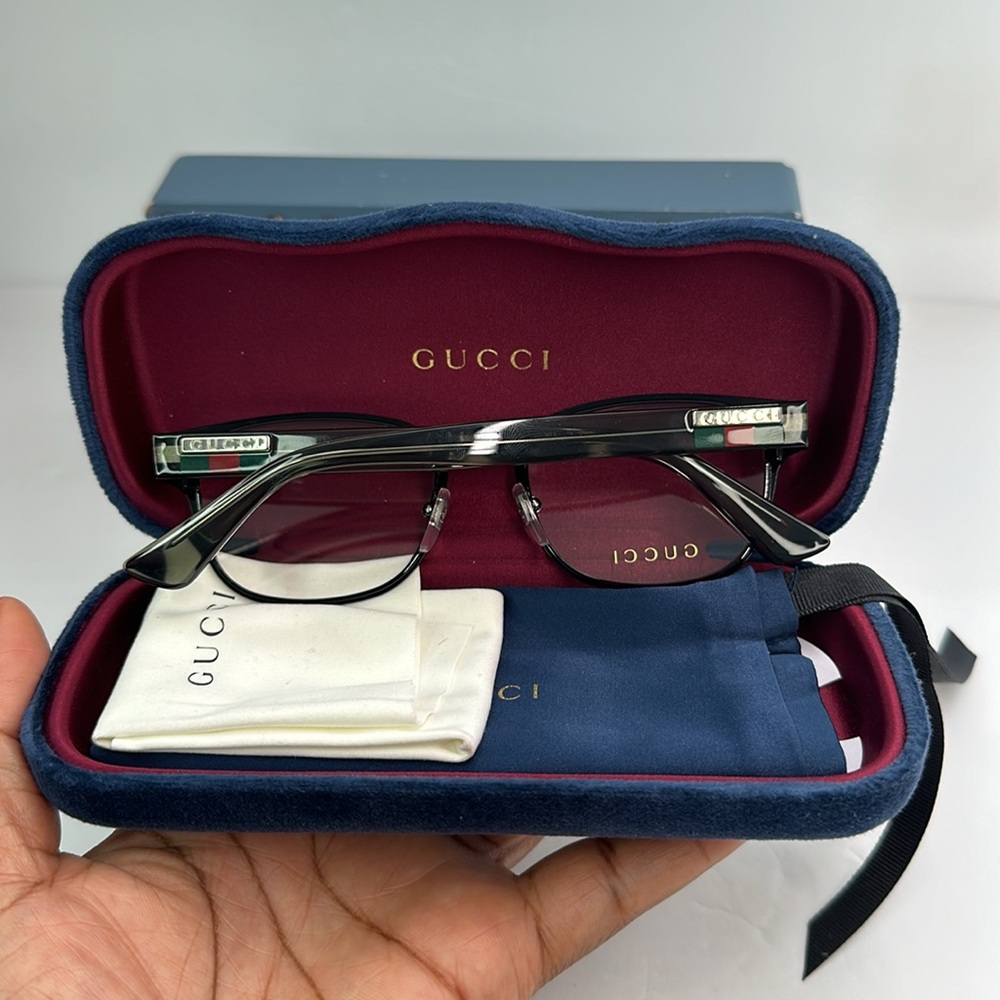 Auth - Gucci GG1118O 003 Eyeglasses Men's Black/Grey Full Rim Square Shape 52-2… - Picture 16 of 16